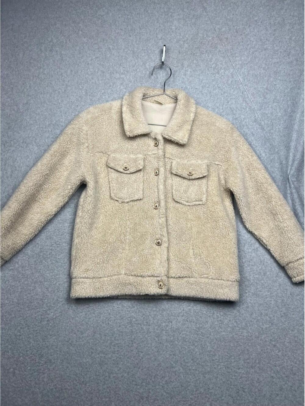 Zara Girls Sherpa Fleece Teddy Shirt Jacket Size 10 Fall Holiday Casual Fluffy